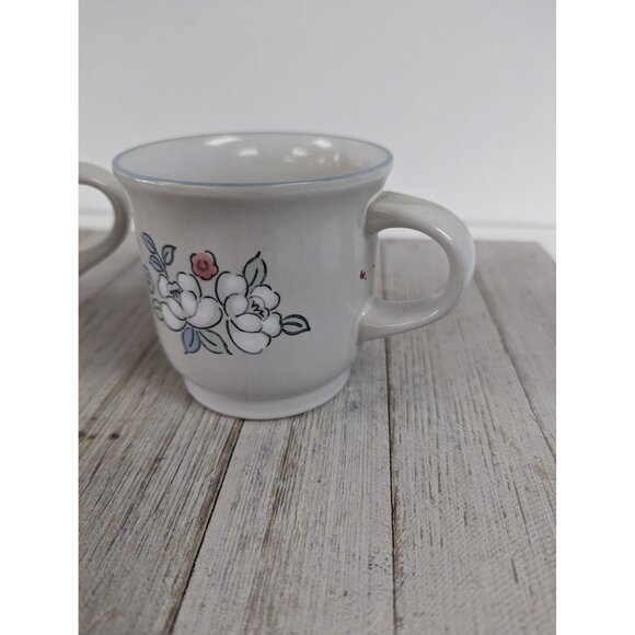 Set of 2 CHANTILLY Stoneware By Hearthside Cups  Coffee Tea Fleur De Lune - Picture 2 of 8
